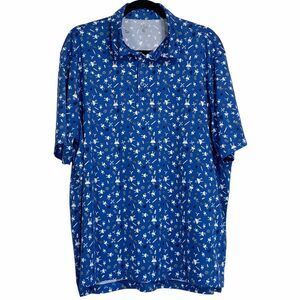 1764 Polo Golf Shirt Mens XL Stretch Grilling Tailgate BBQ All Over Print